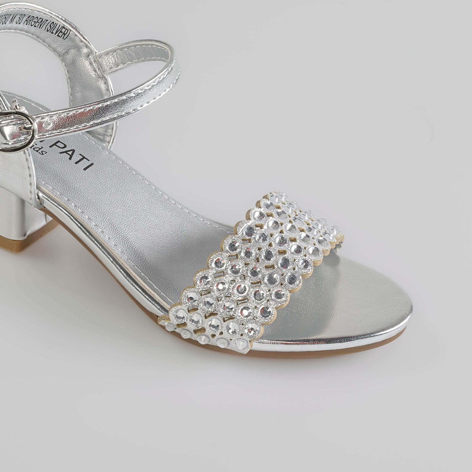 Lila – Sandales demi talon Fille en Argenté.
