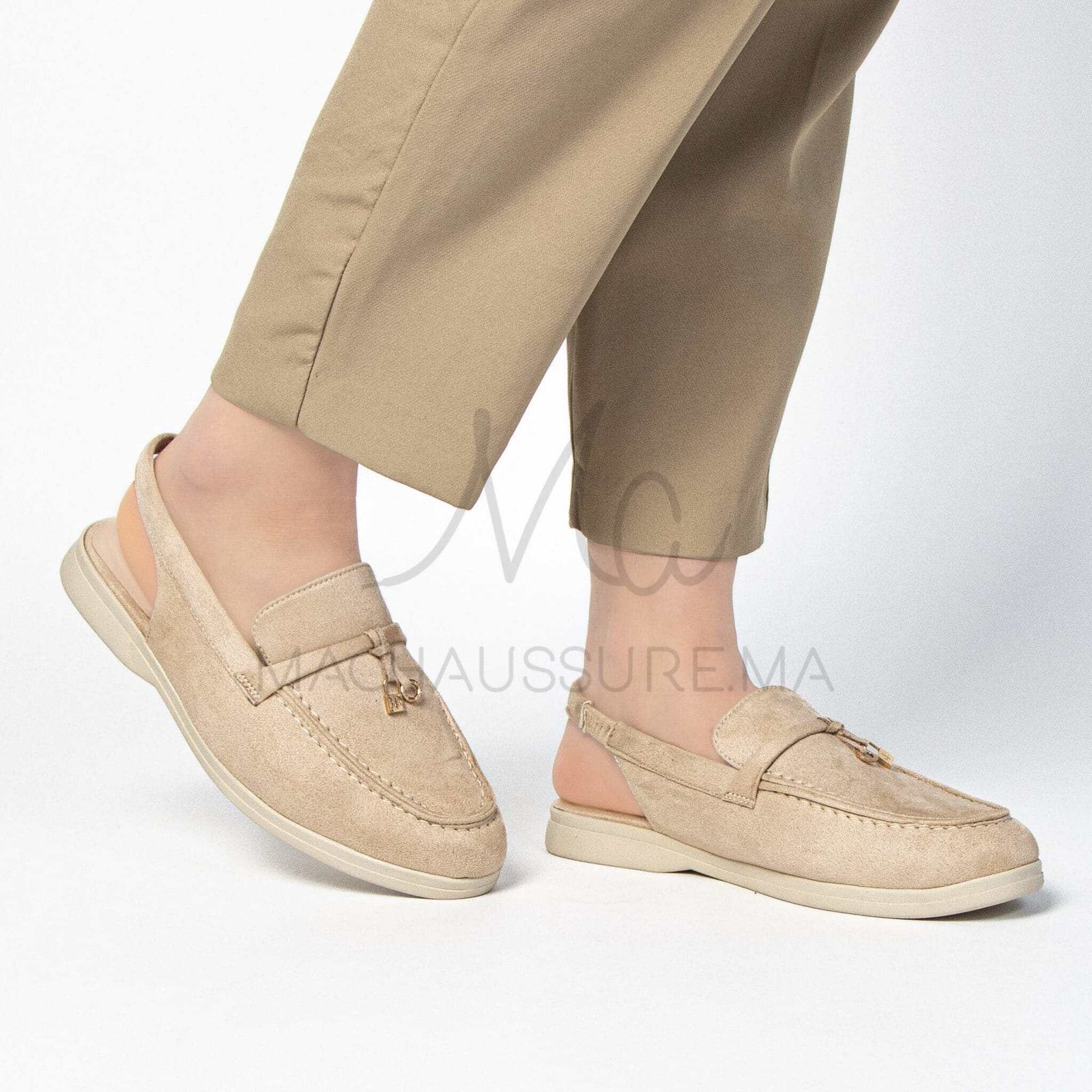 Loafer Elite - Mules Femme en Beige.