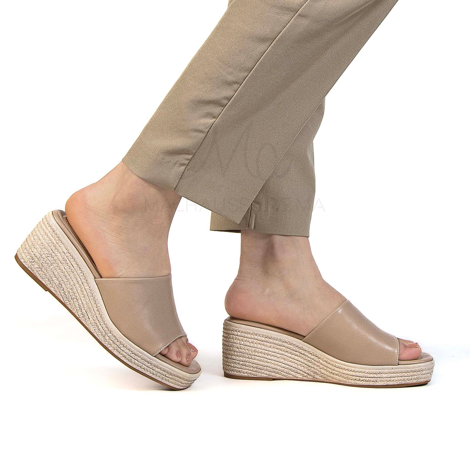 Rimal - Sandales Compensées Femmes en Beige.