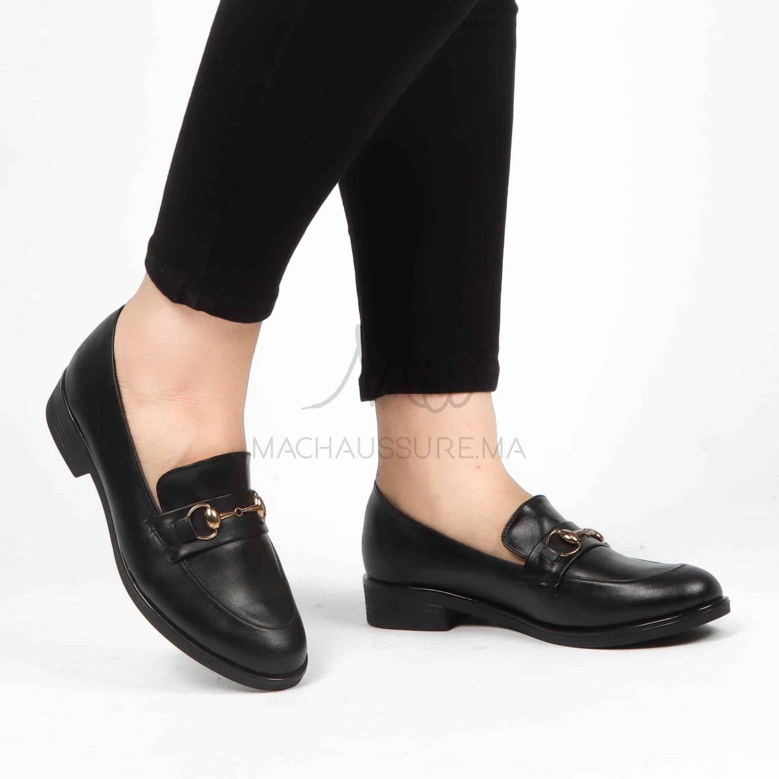 Lucky - Mocassins Femmes en Noir.
