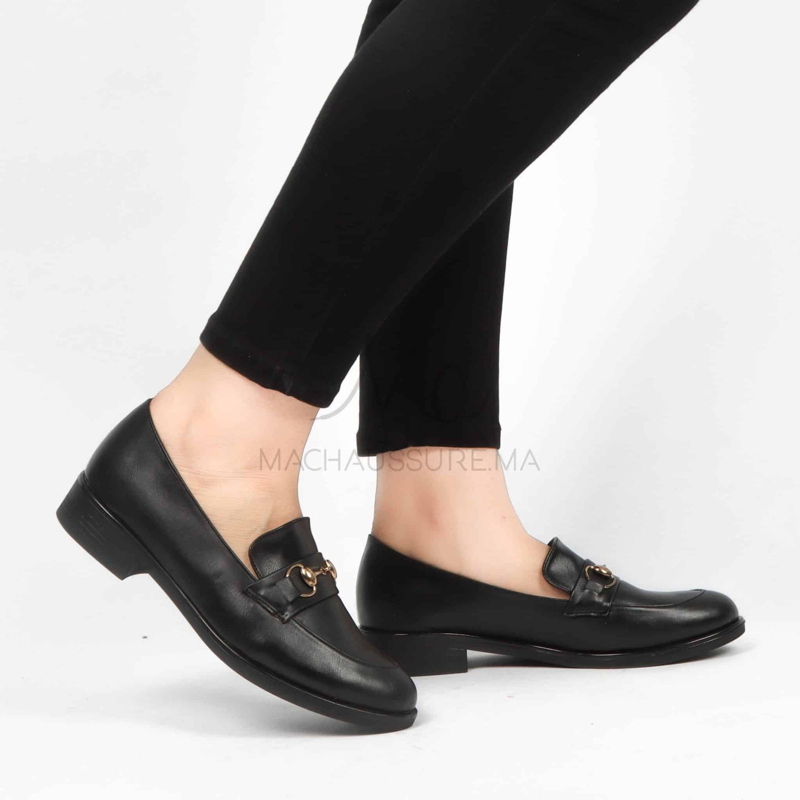 Lucky - Mocassins Femmes en Noir.