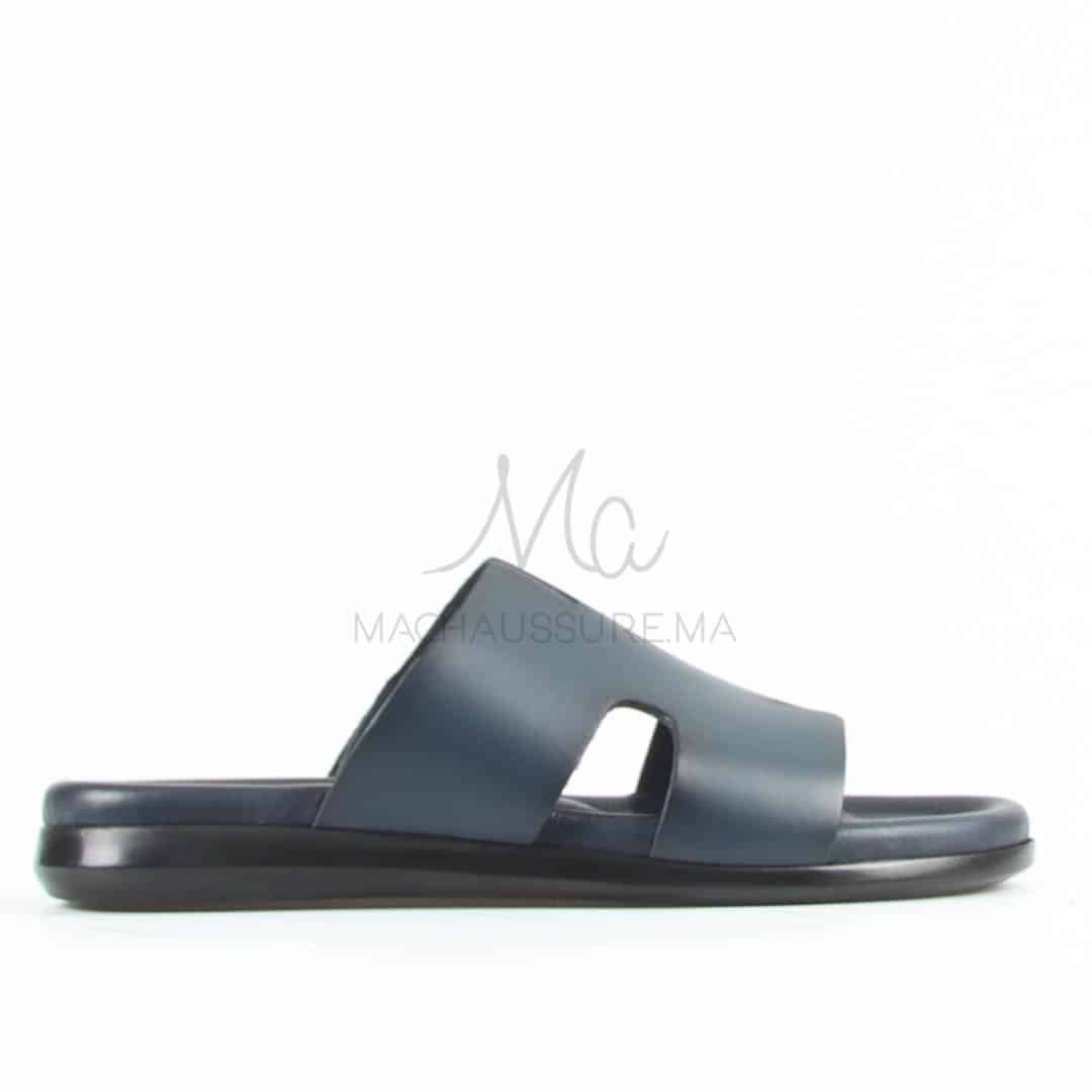 Zen - Sandales Hommes 100% Cuir en Bleu.