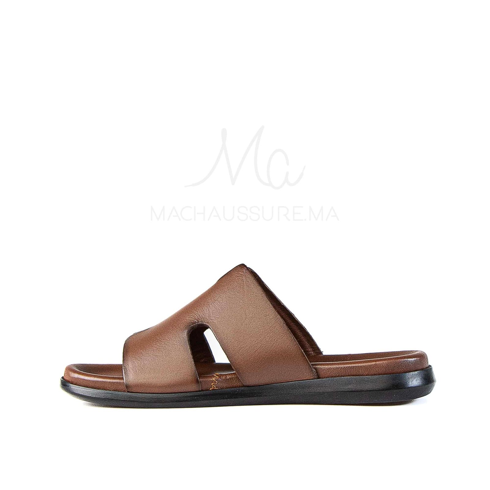 Zen – Sandales 100 % Cuir en Tabacfonce.