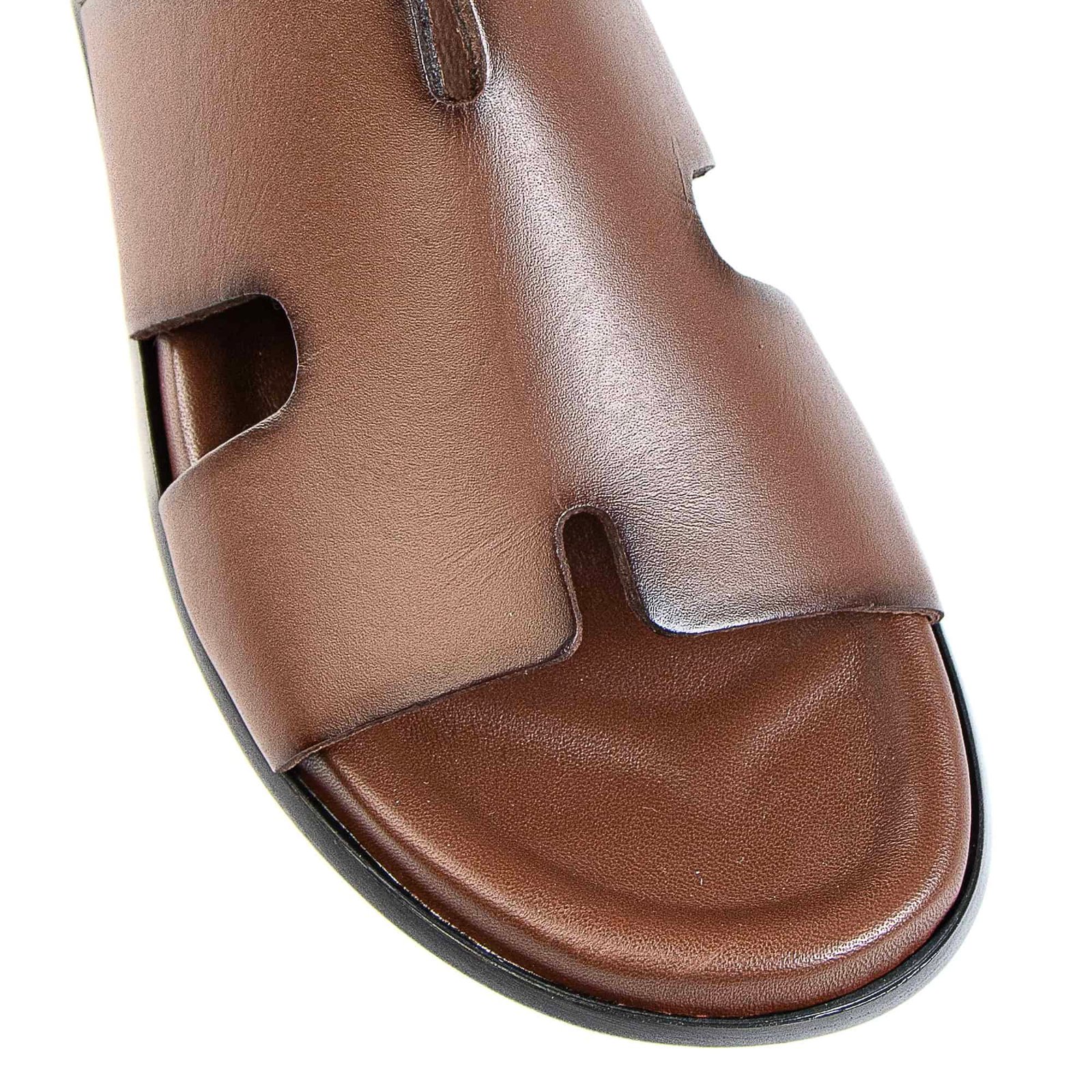 Zen – Sandales 100 % Cuir en Tabacfonce.
