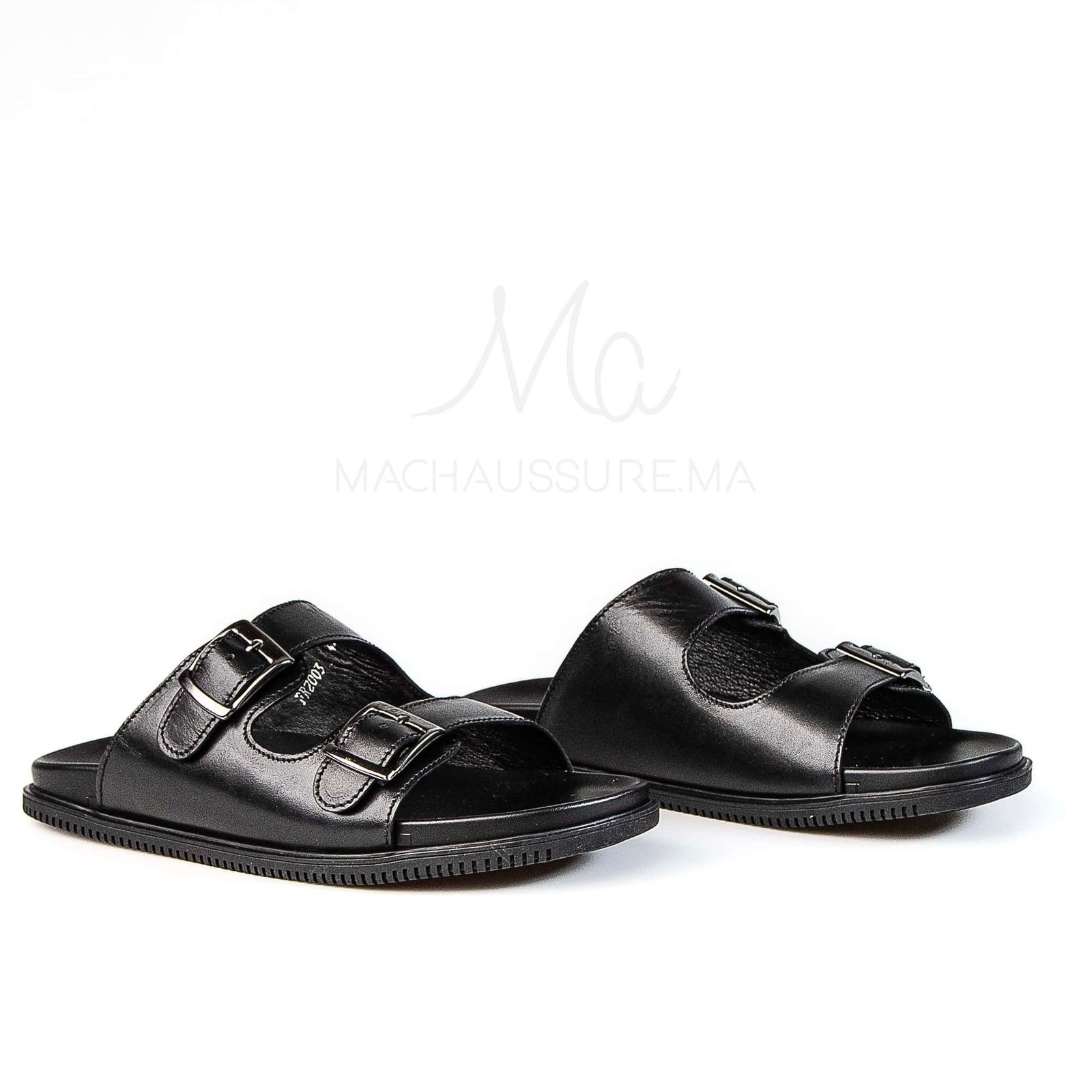 Dune Walker - Sandales Hommes en Cuir Noir.