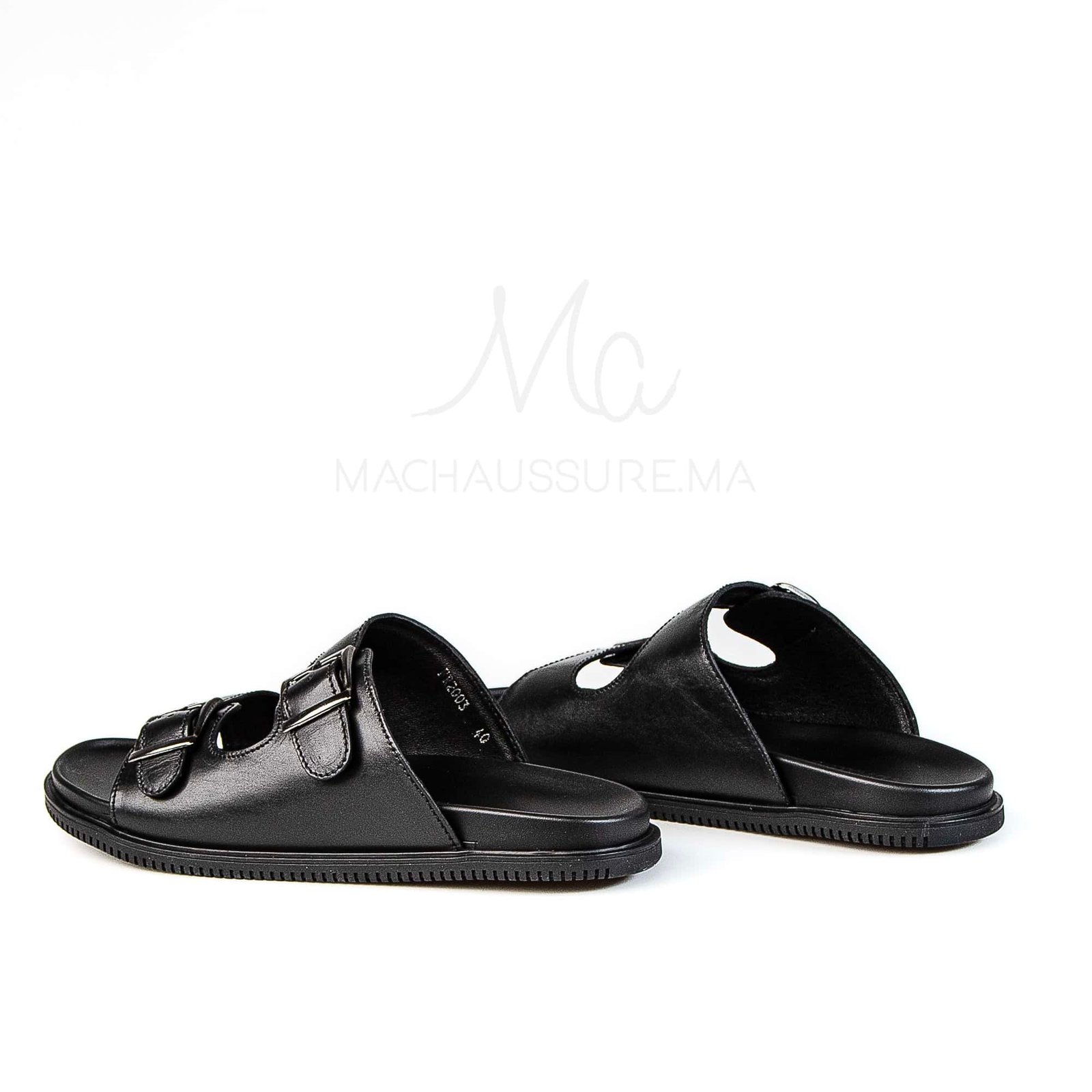 Dune Walker - Sandales Hommes en Cuir Noir.