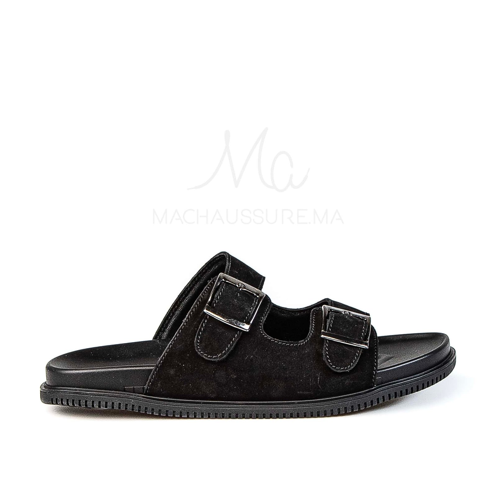 Dune Walker - Sandales Hommes en Nubuck Noir.