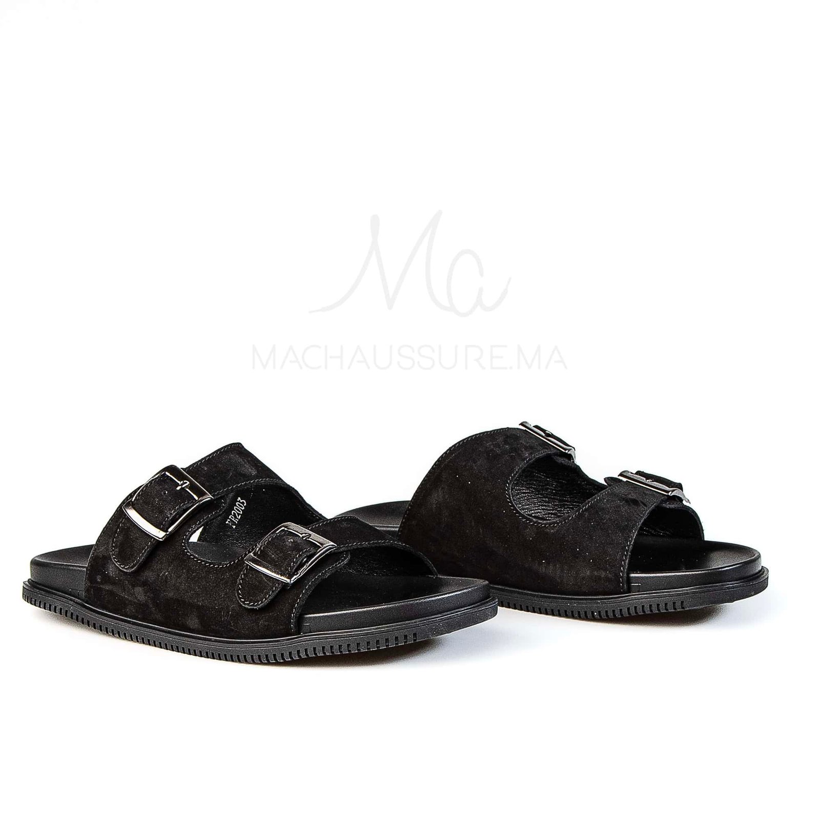Dune Walker - Sandales Hommes en Nubuck Noir.