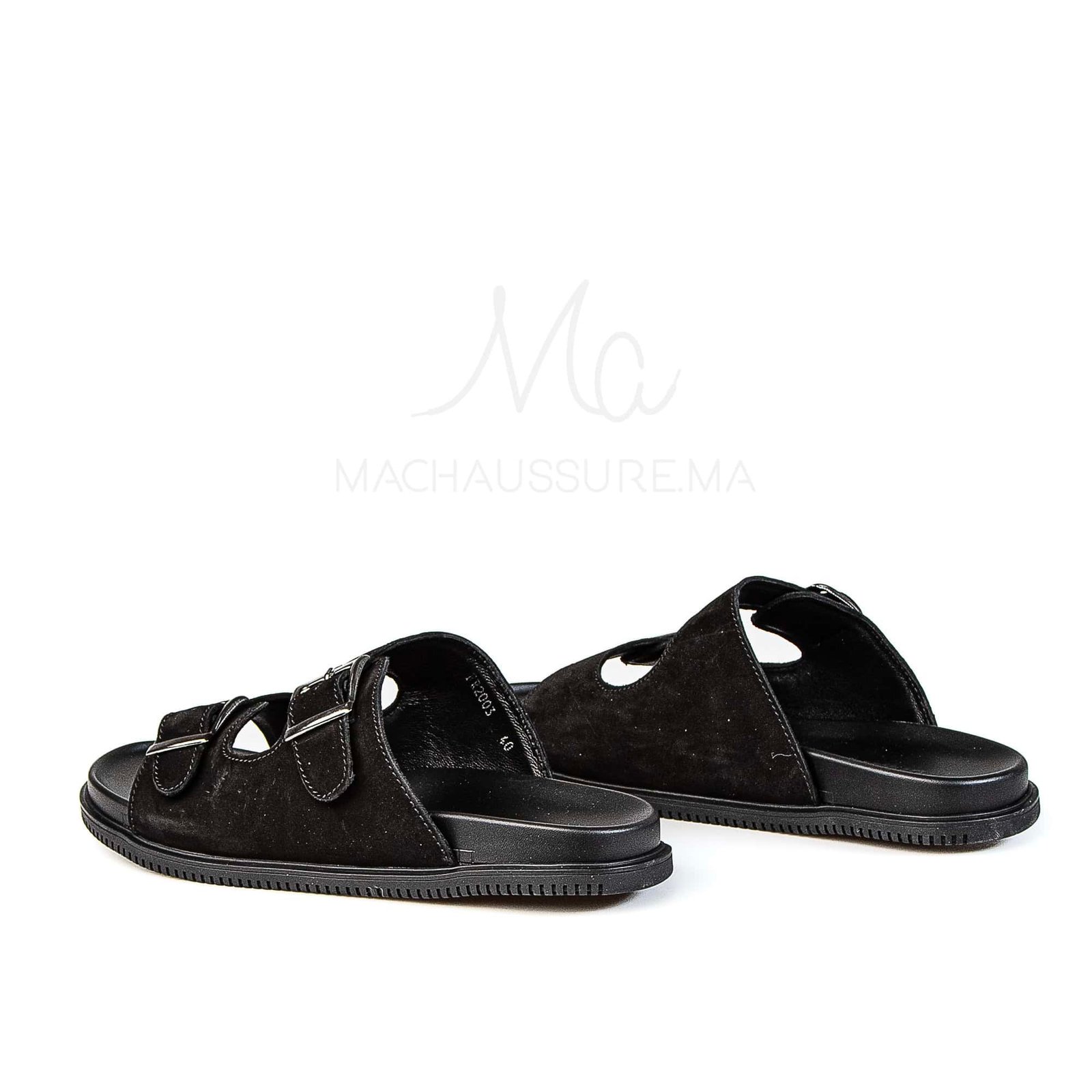 Dune Walker - Sandales Hommes en Nubuck Noir.