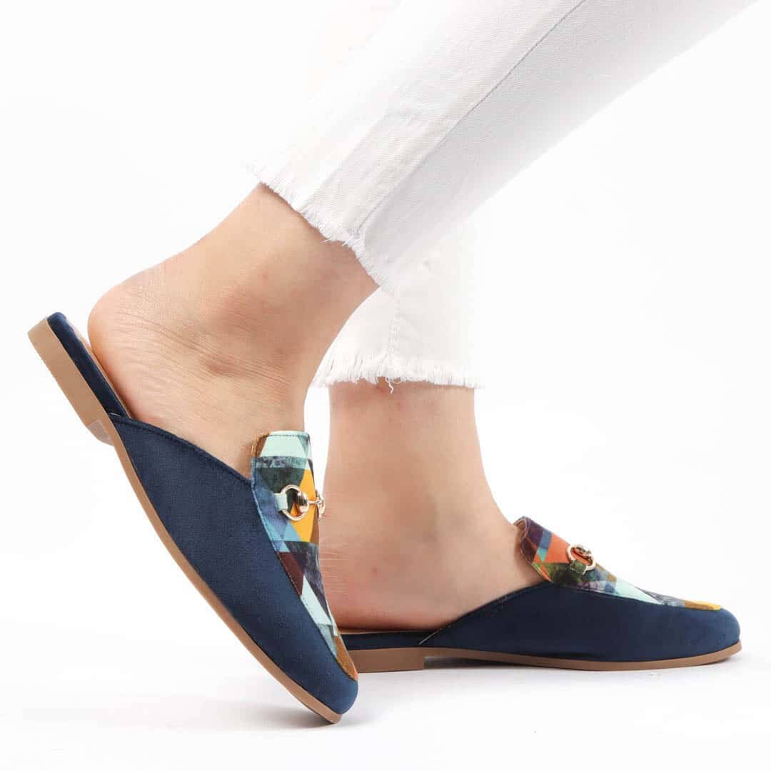 Tulipe – Mules Femmes en Bleu Marine.