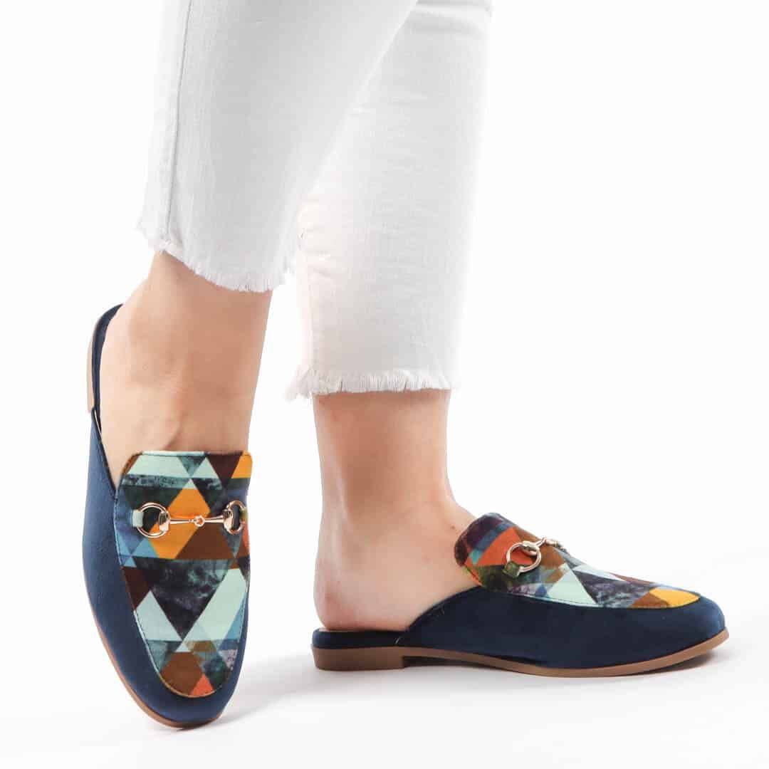 Tulipe – Mules Femmes en Bleu Marine.