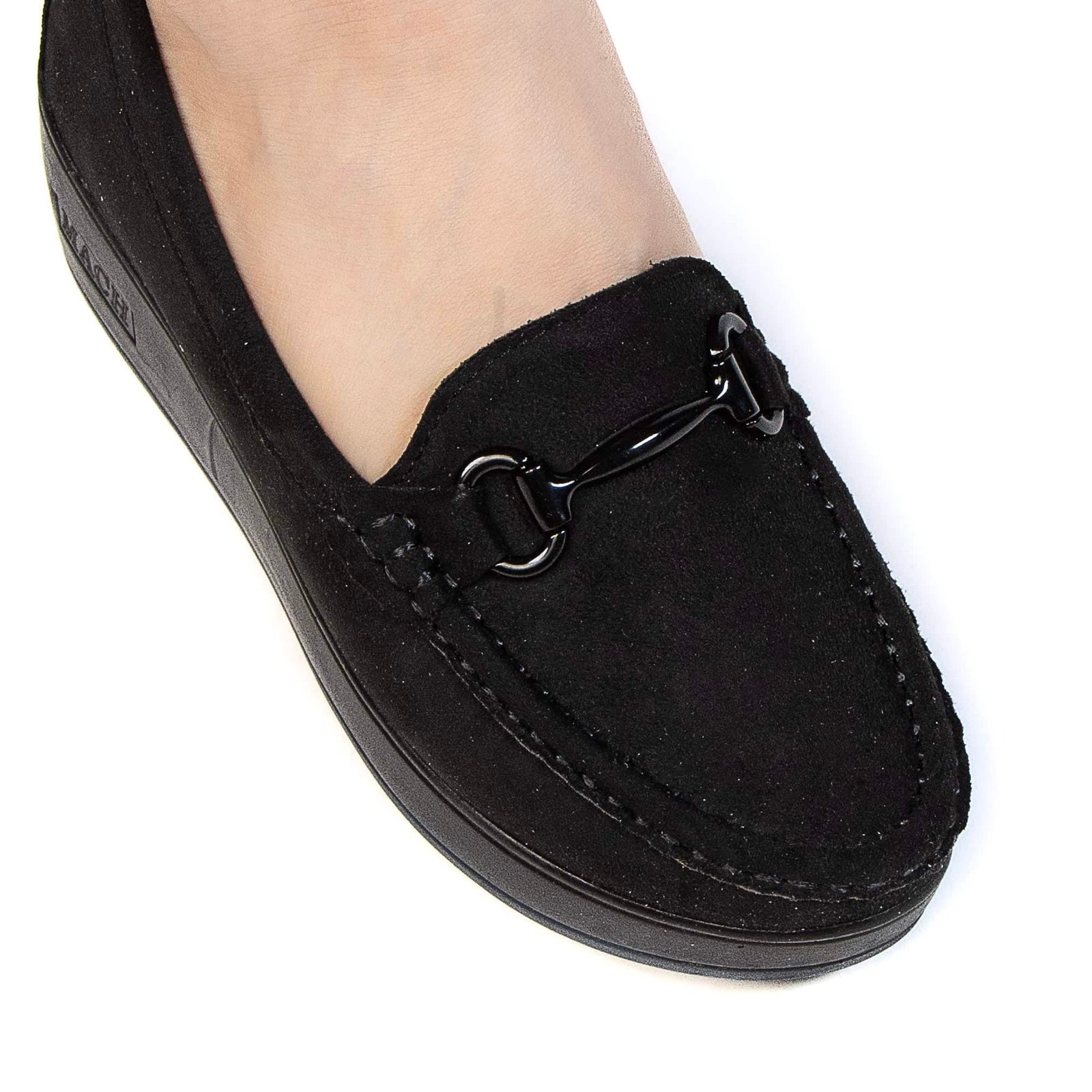 Mocassin compensé femme en Noir.