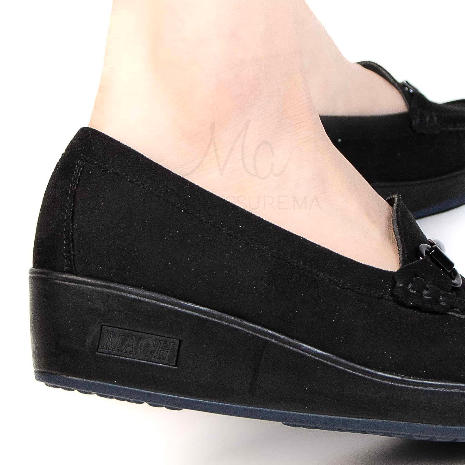 Mocassin compensé femme en Noir.