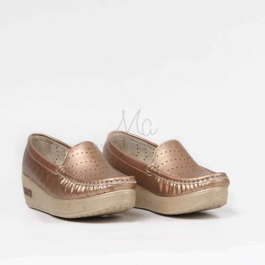 Mocassins Compensées en Bronze.