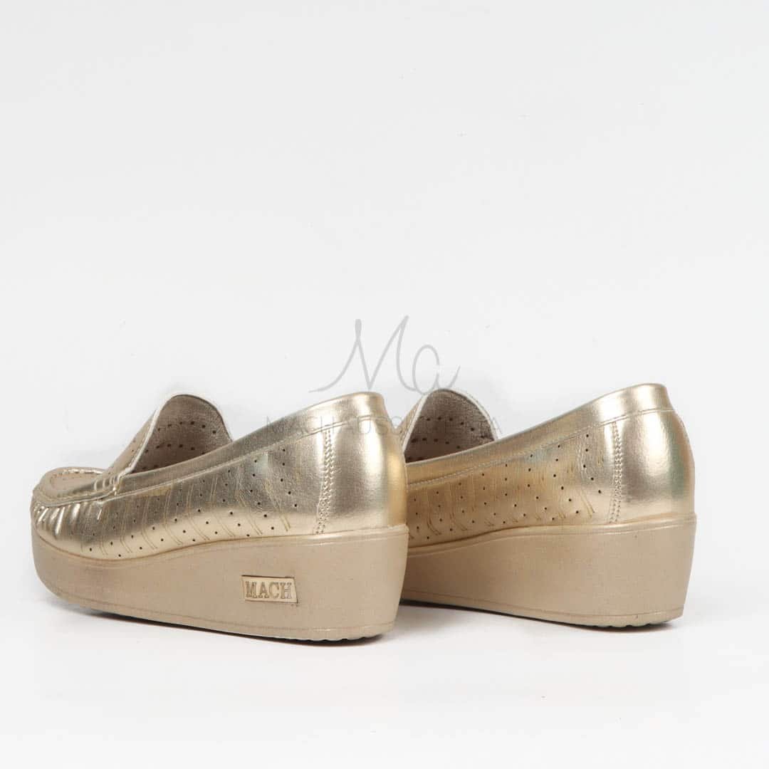 Mocassins Compensées en Dorée.