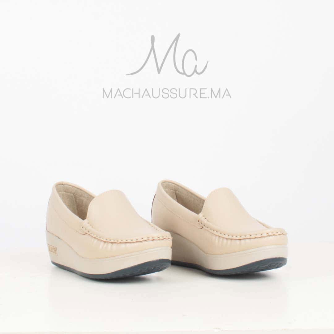 Bahia - Mocassins compensés femme en Beige.