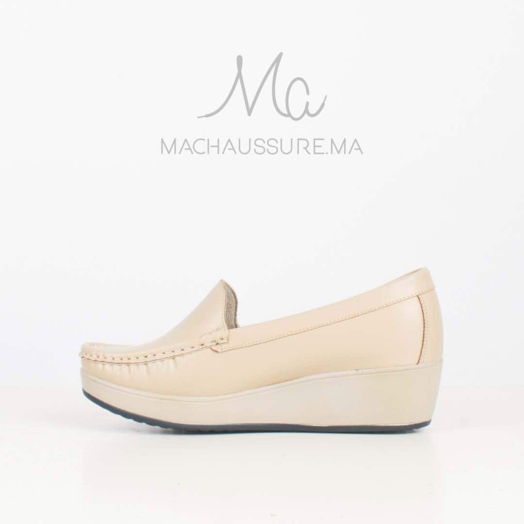 Bahia - Mocassins compensés femme en Beige.