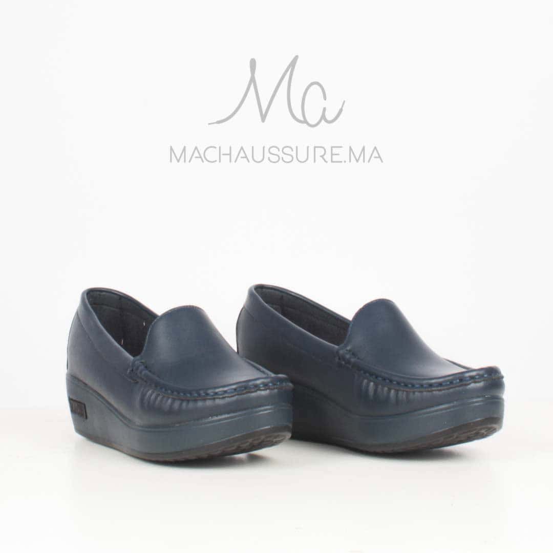 Bahia - Mocassins compensés femme en bleu.