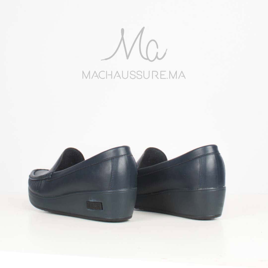 Bahia - Mocassins compensés femme en bleu.