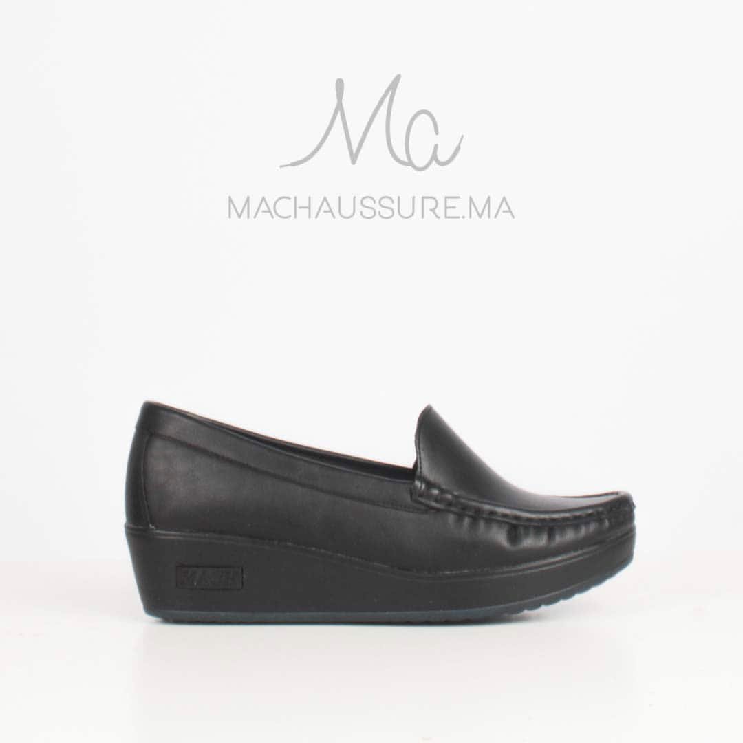 Bahia - Mocassins compensés femme en Noir.