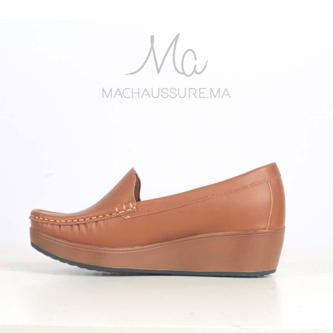 Bahia - Mocassins compensés femme en Tabac.