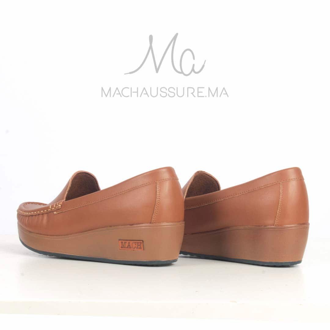 Bahia - Mocassins compensés femme en Tabac.