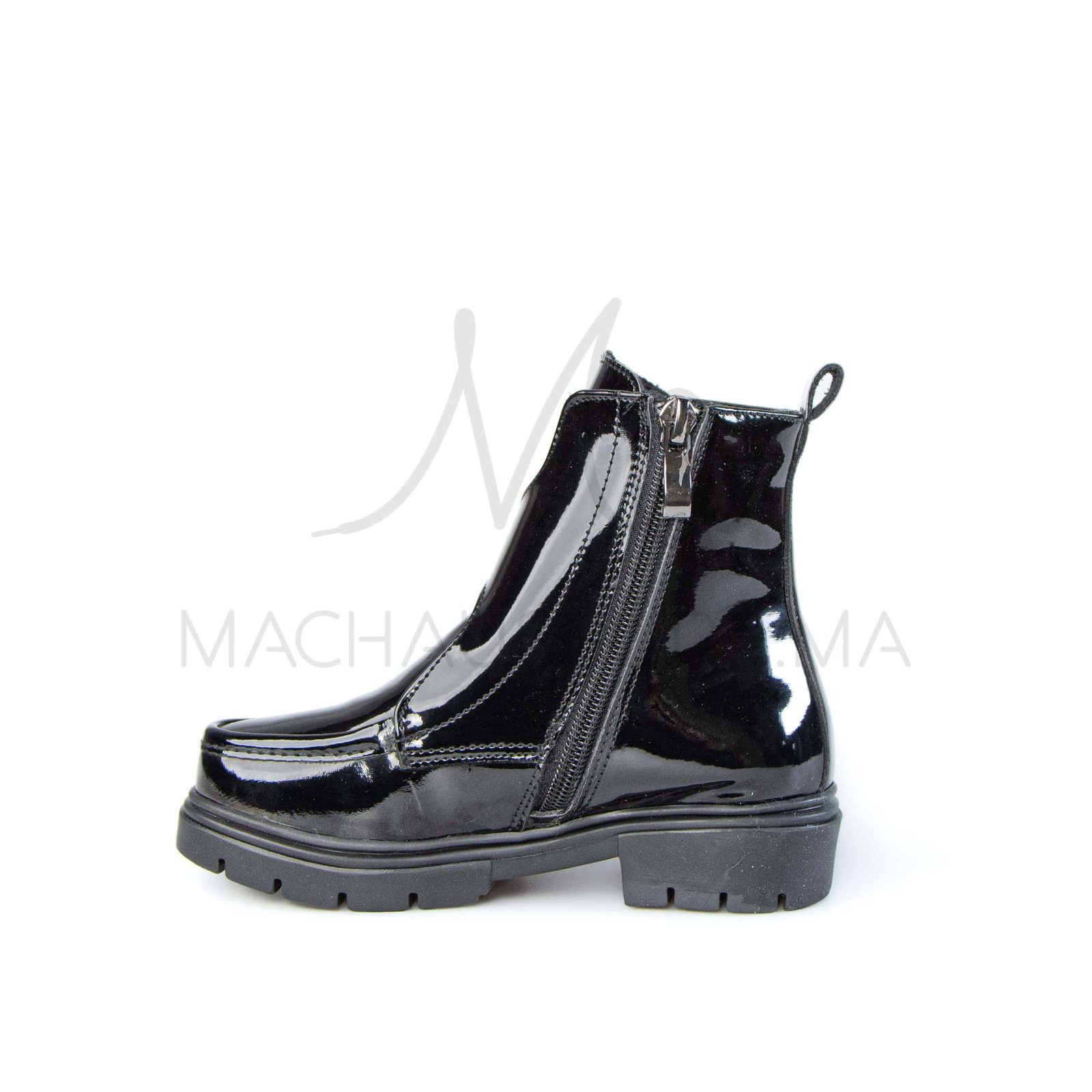 ZENIA – Bottines fille en Vernis Noir.
