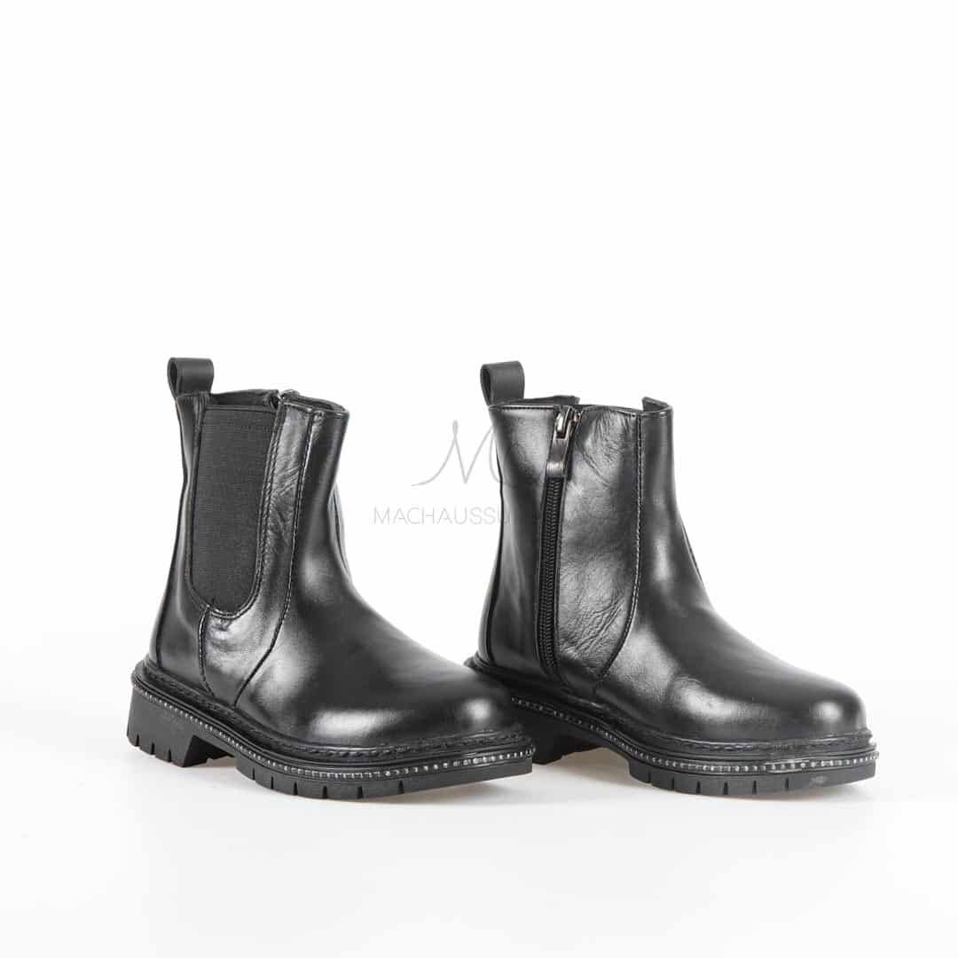 OLGA - Bottines Fille en Noir.