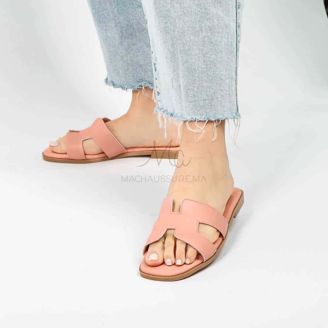IRENE - Sandales Plates en Rose.