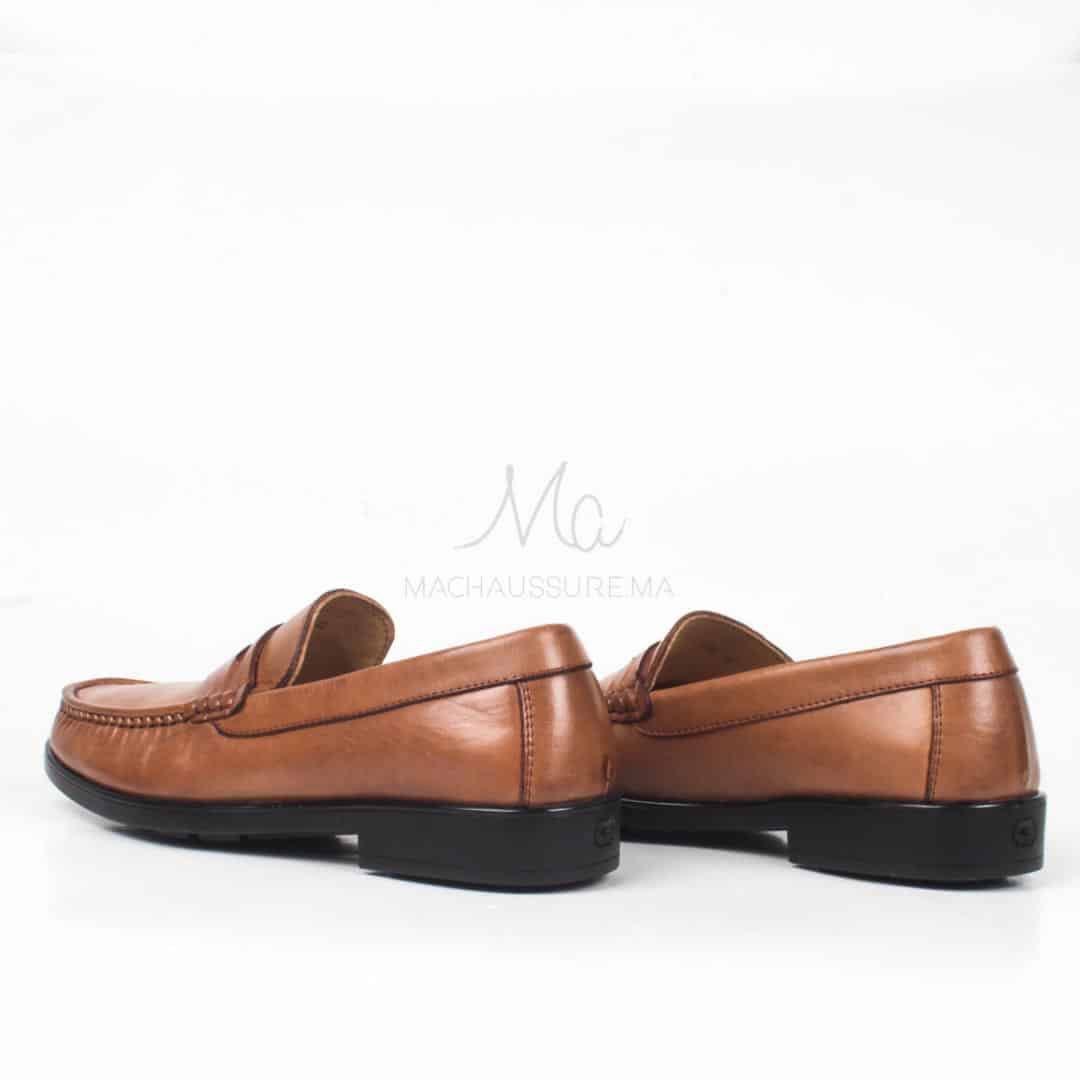 COLLEGE – Mocassins hommes 100% CUIR en Tabac.