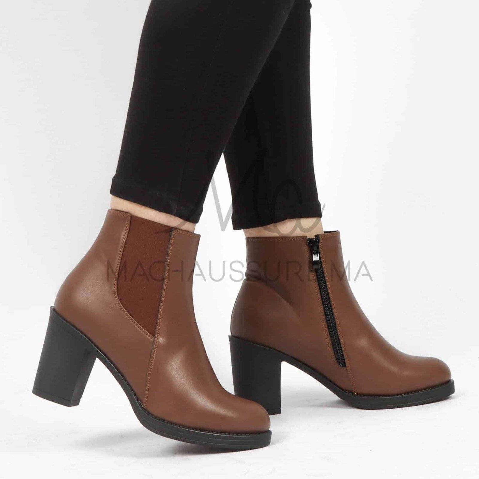 Chuky Heel bottines- Marron.