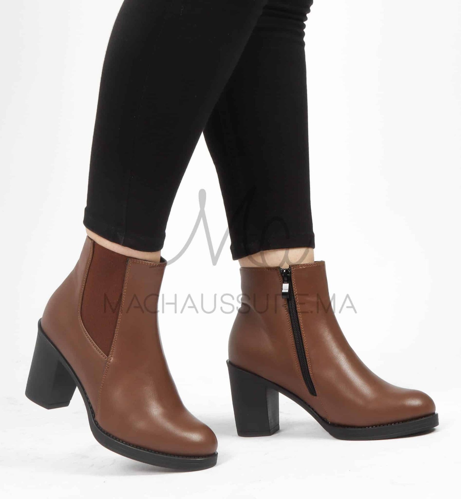 Chuky Heel bottines- Marron.