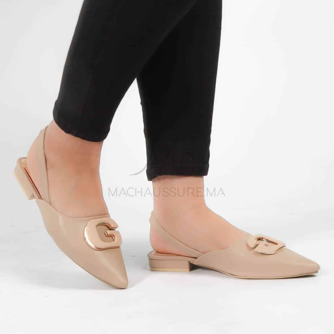 Megan - Escarpins demi talon en Beige.
