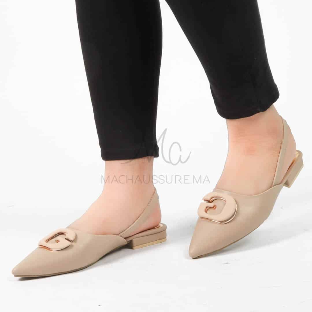 Megan - Escarpins demi talon en Beige.