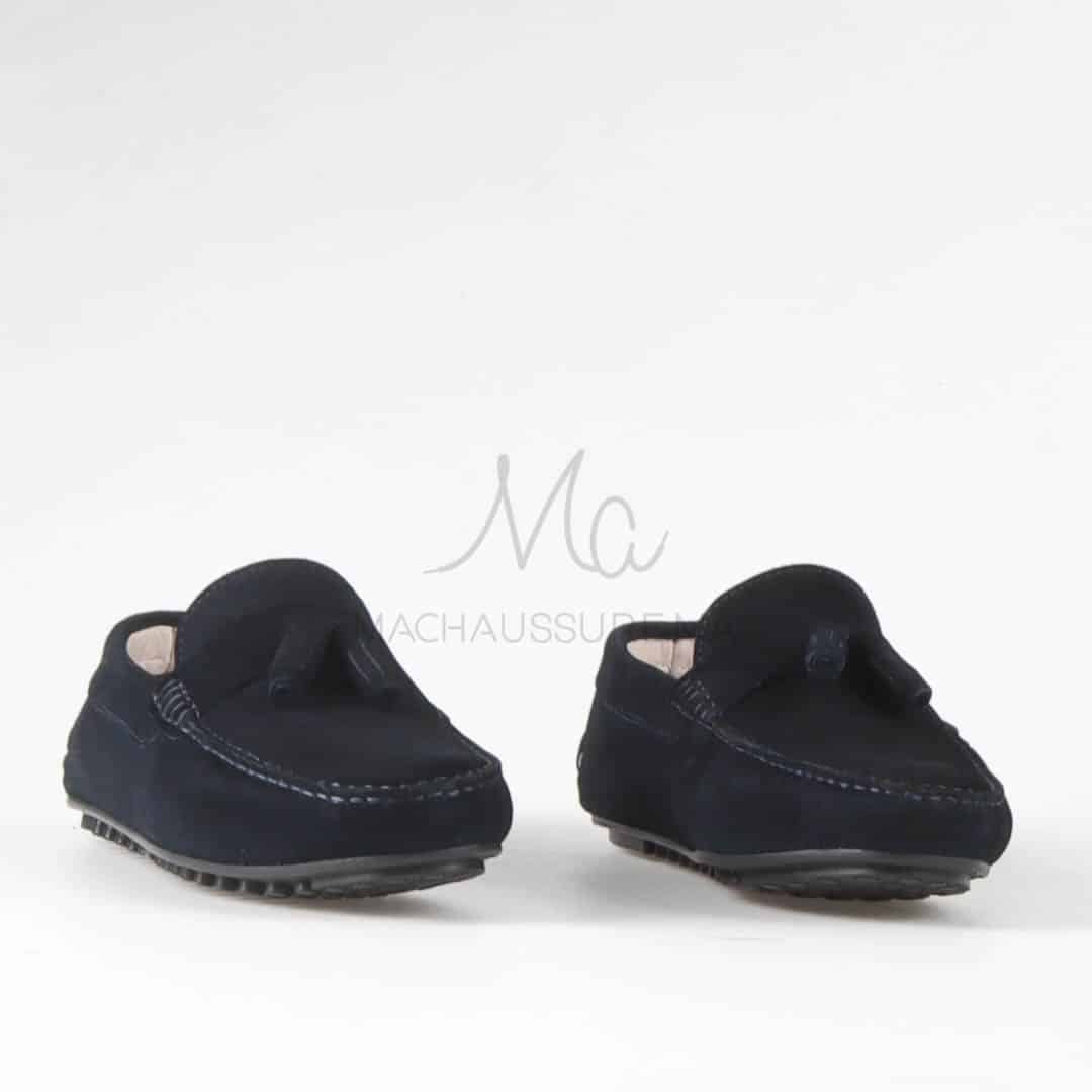 Davy – Mocassins hommes en daim Bleu.