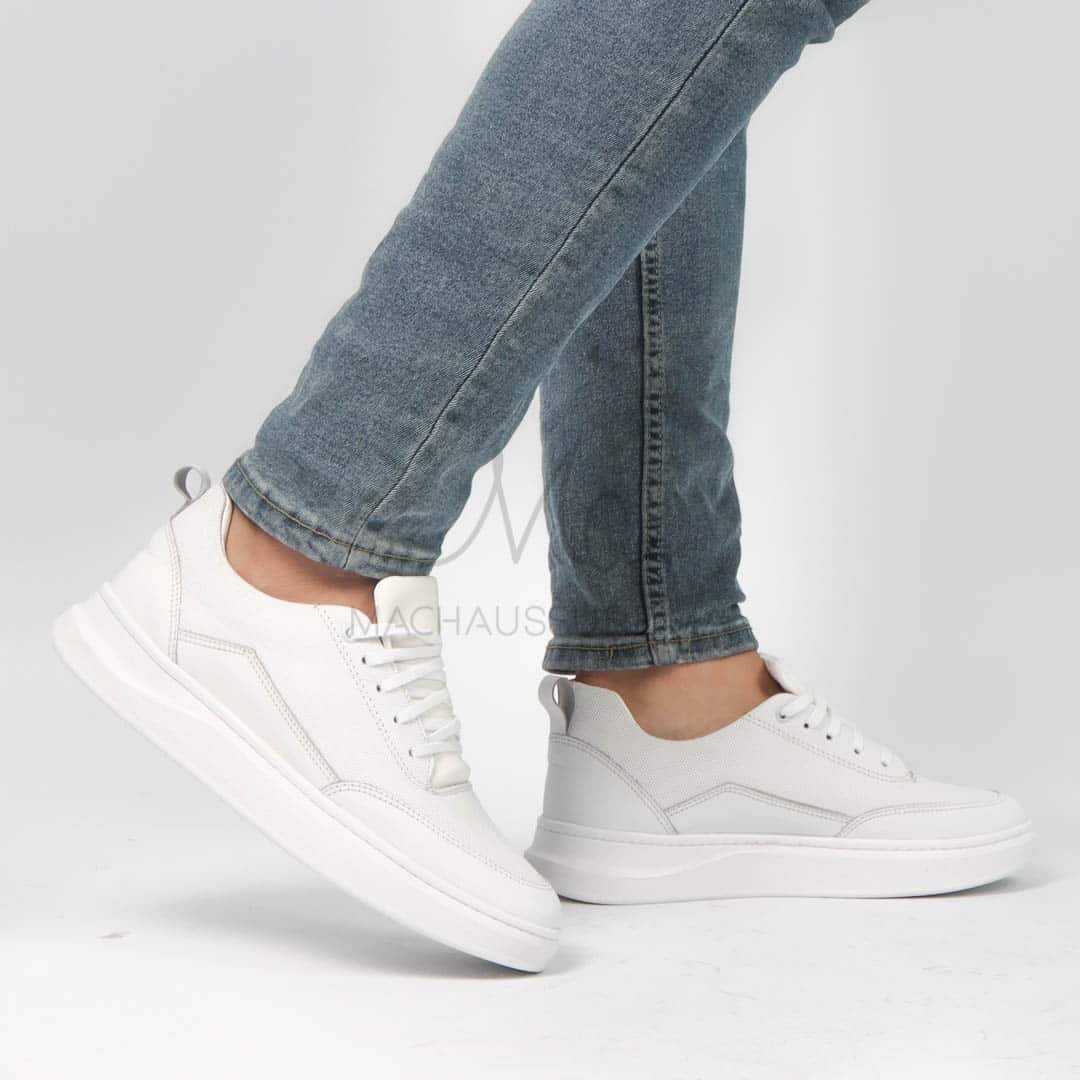 Move - Baskets basses Hommes 100% Cuir – Blanc.
