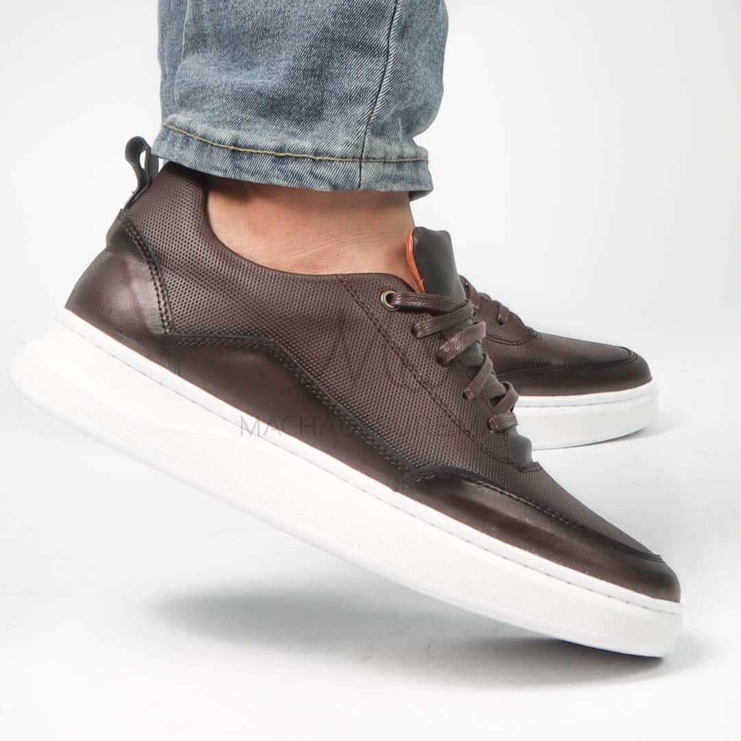 Move - Baskets basses Hommes 100% Cuir – Marron.