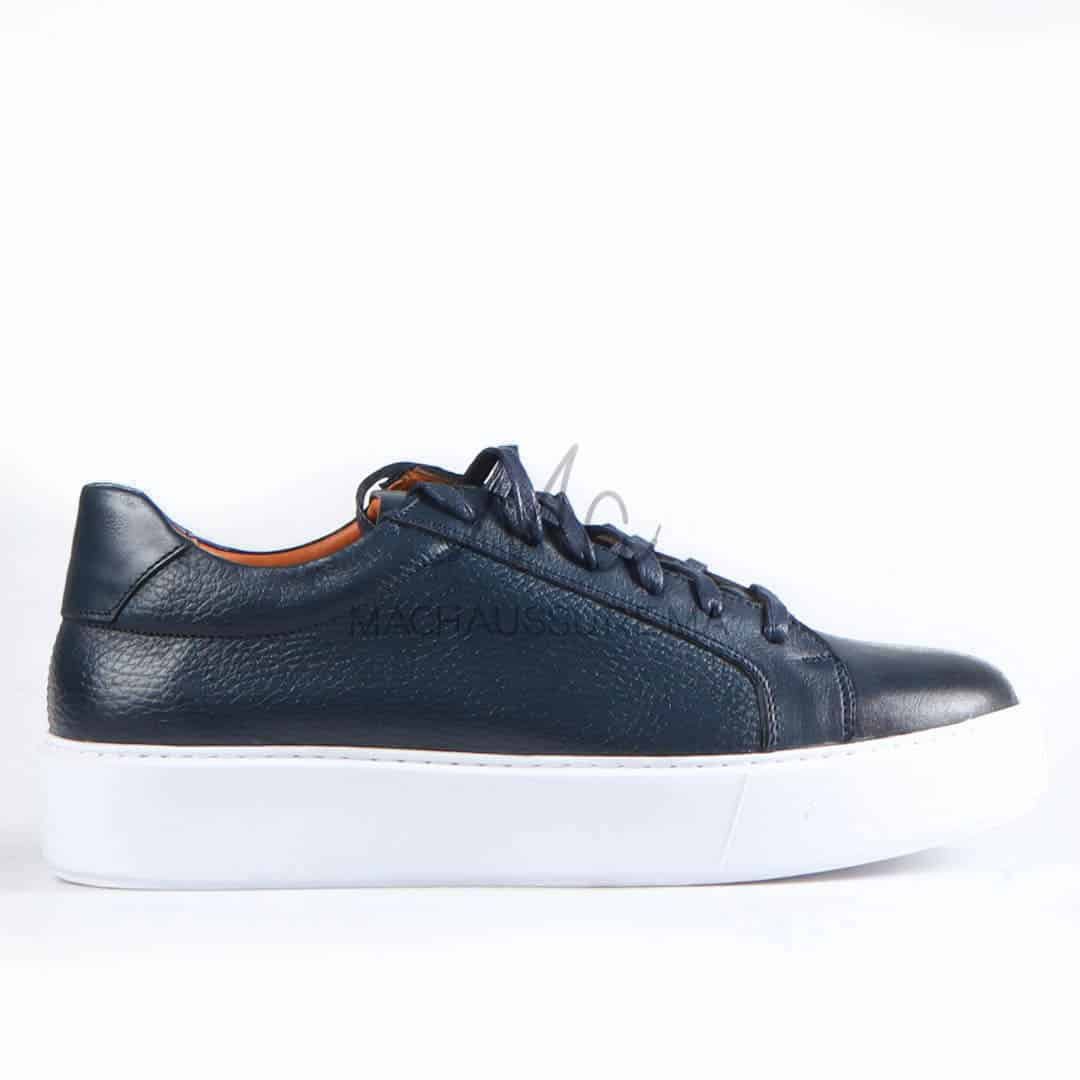 Aurelio - Baskets Hommes 100% Cuir en Bleu.