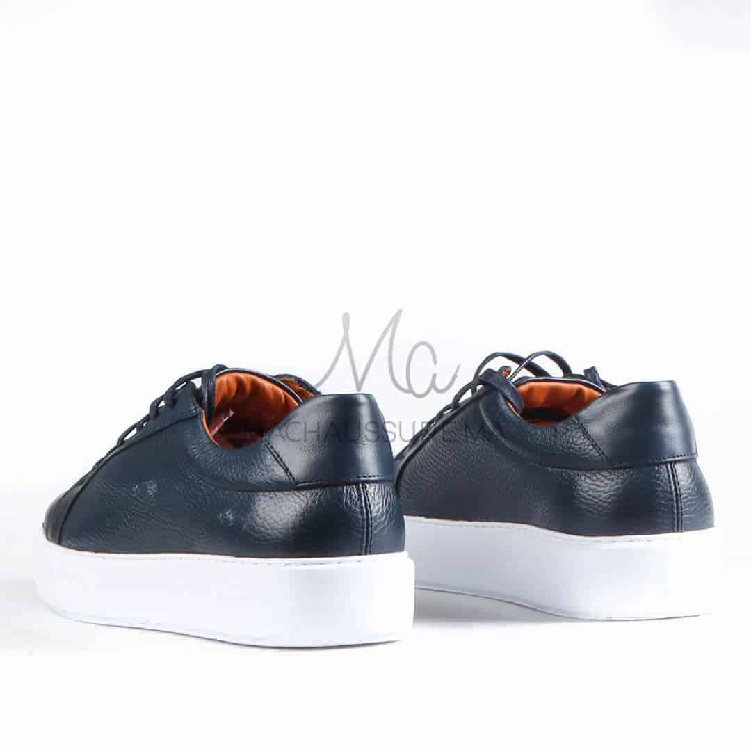 Aurelio - Baskets Hommes 100% Cuir en Bleu.