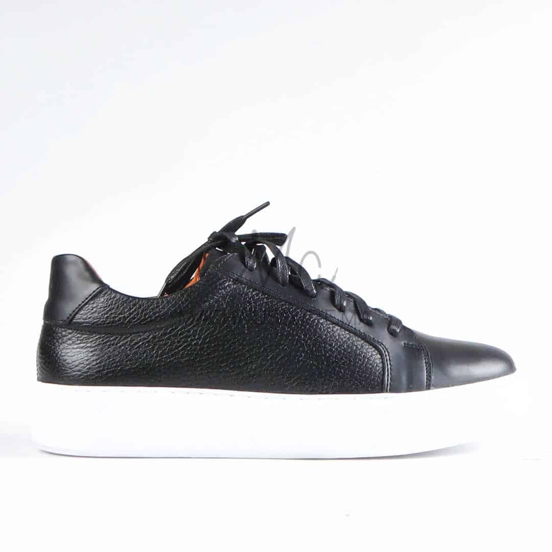 Aurelio - Baskets Hommes 100% Cuir en Noir.