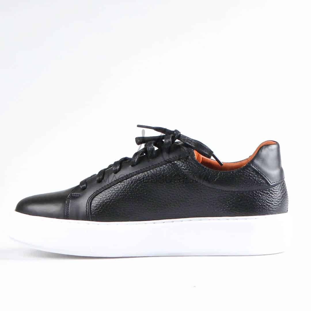 Aurelio - Baskets Hommes 100% Cuir en Noir.