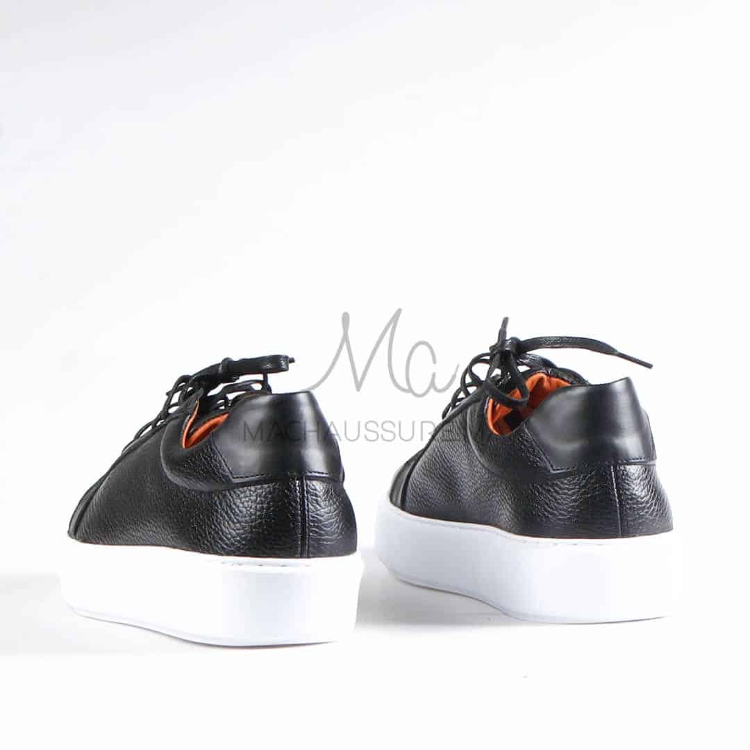 Aurelio - Baskets Hommes 100% Cuir en Noir.