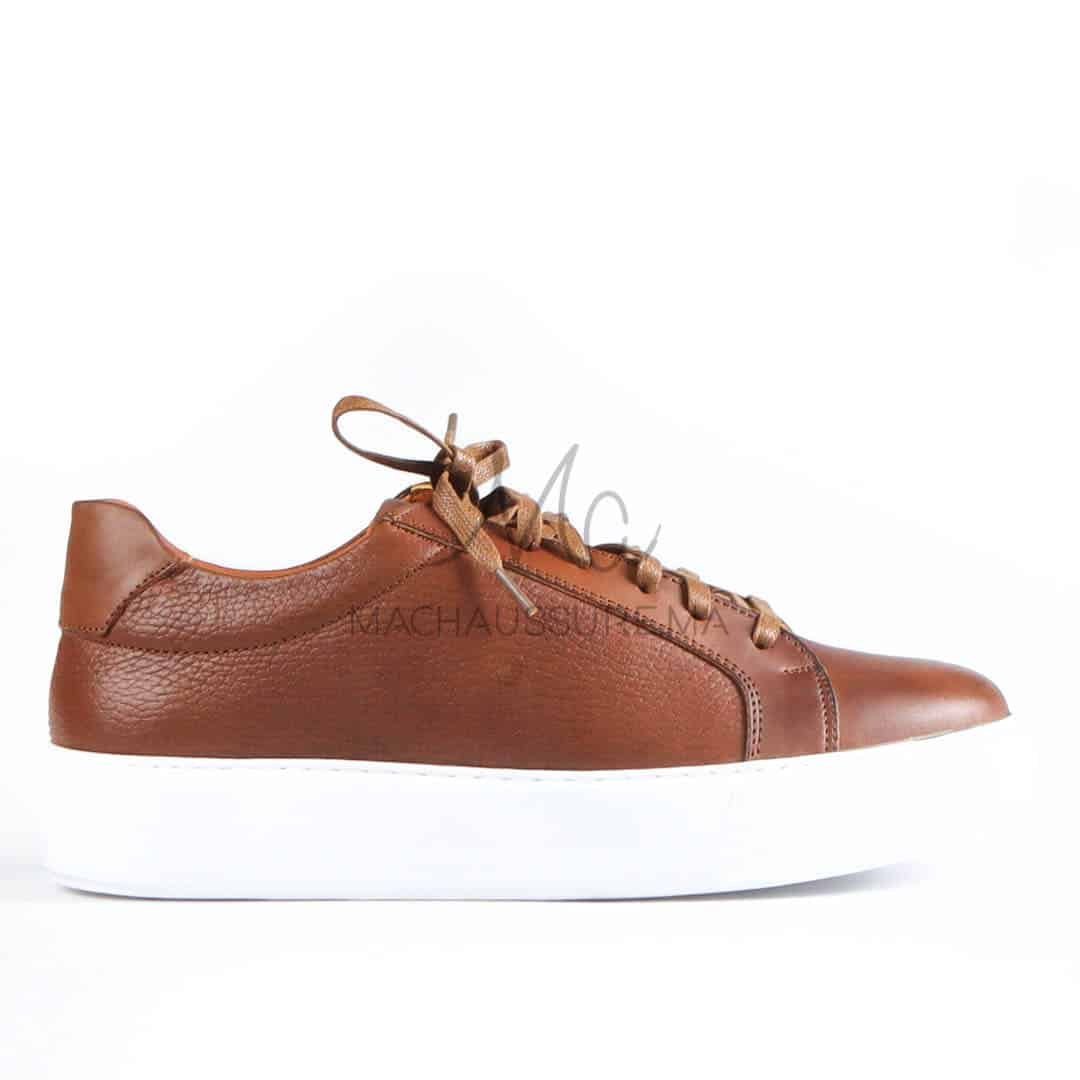 Aurelio - Baskets Hommes 100% Cuir en Tabac.