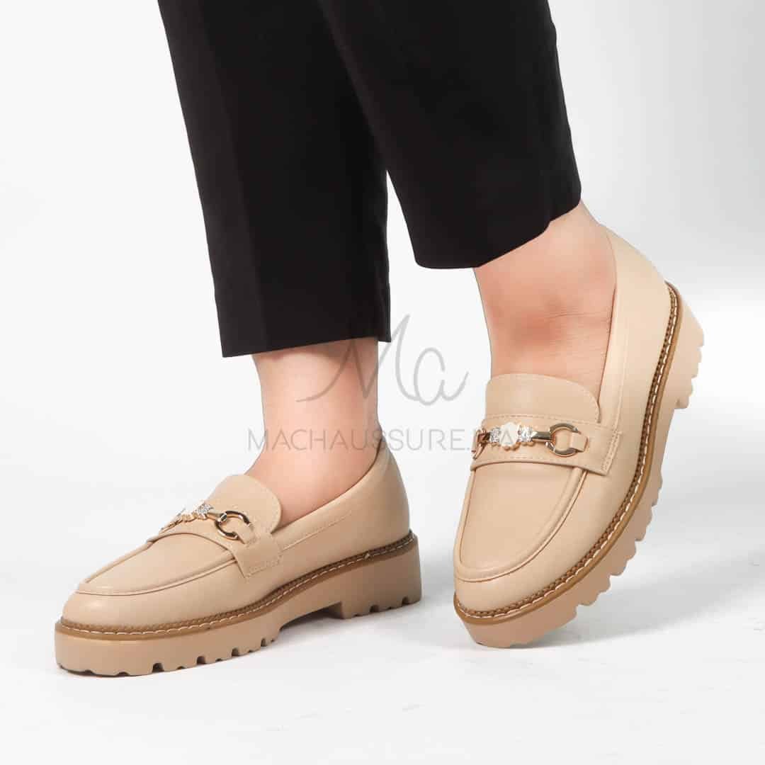 Antonia – Derbies Femmes Confortables en Beige.