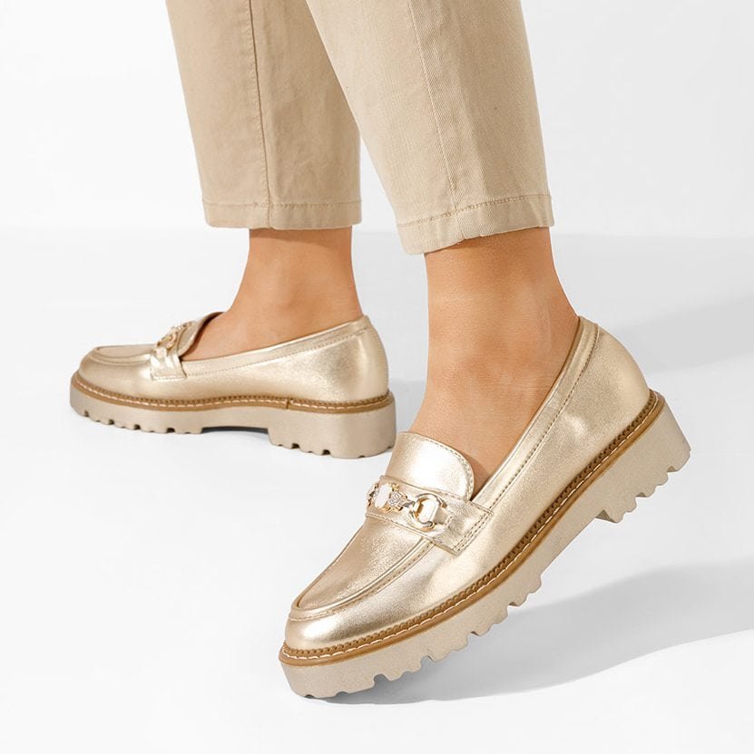 Antonia – Derbies Femmes Confortables en Doré.