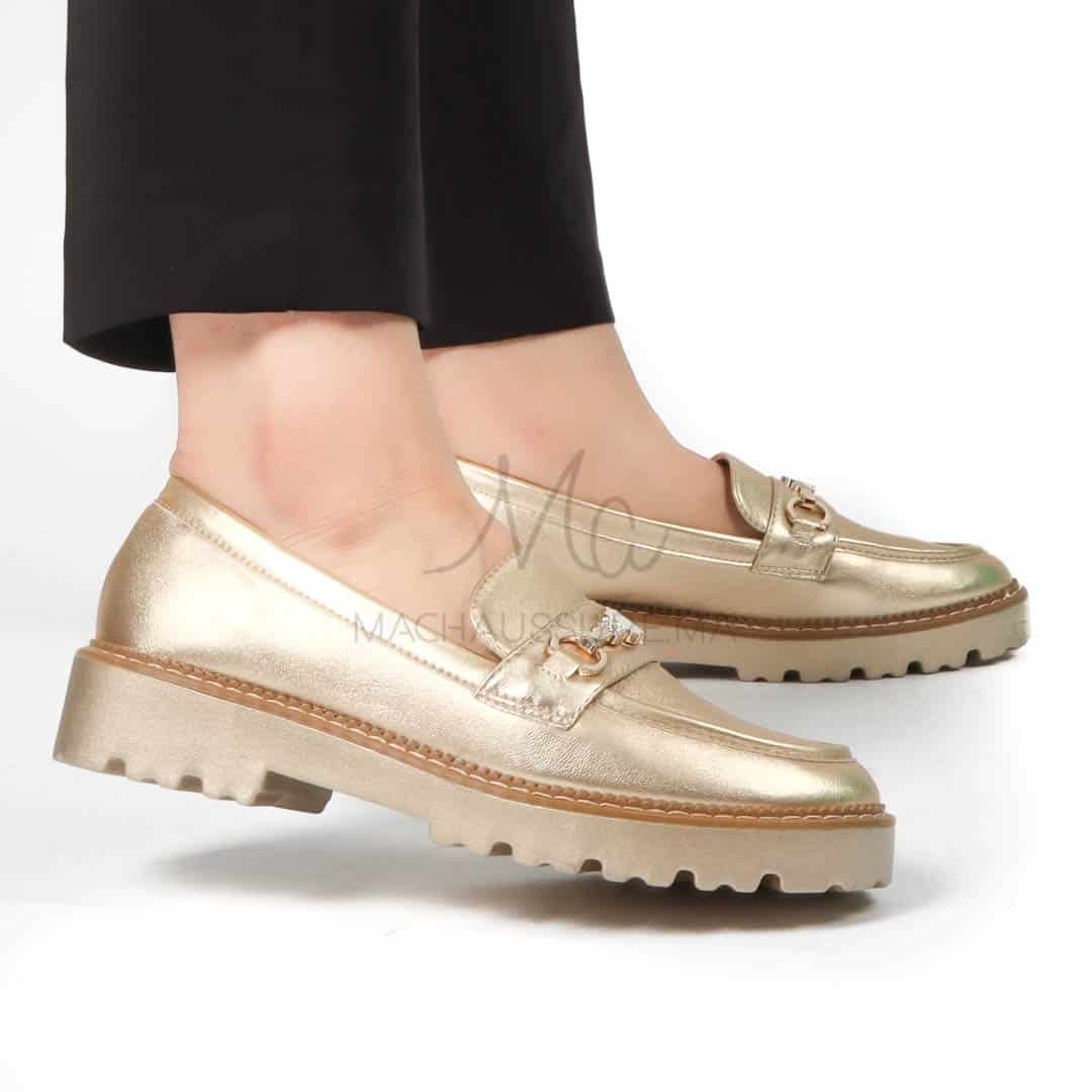 Antonia – Derbies Femmes Confortables en Doré.