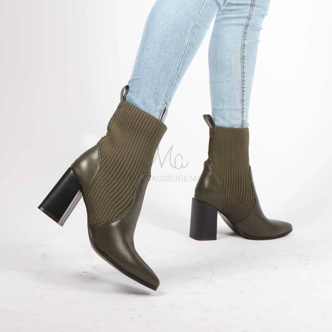 Joliby - Bottines à talon en Vert.