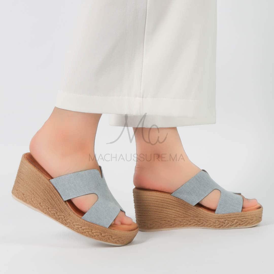Emeraude - Sandales compensées en Bleu.