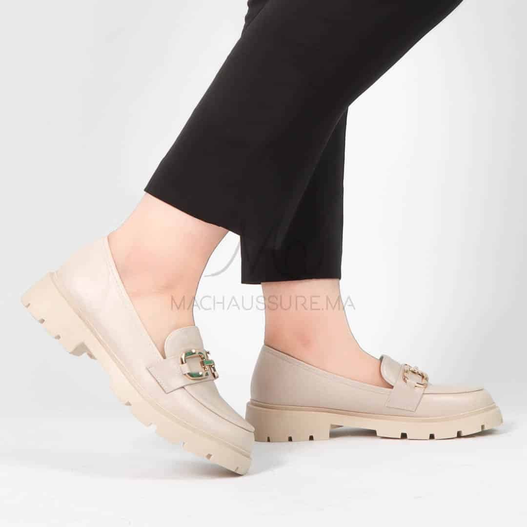 Louisa – Derbies Femmes en Beige.