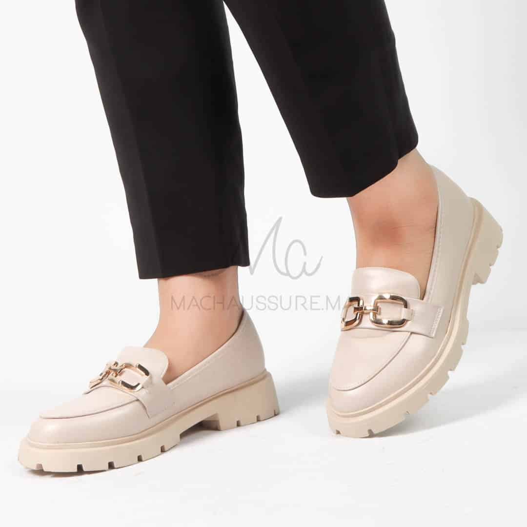 Louisa – Derbies Femmes en Beige.